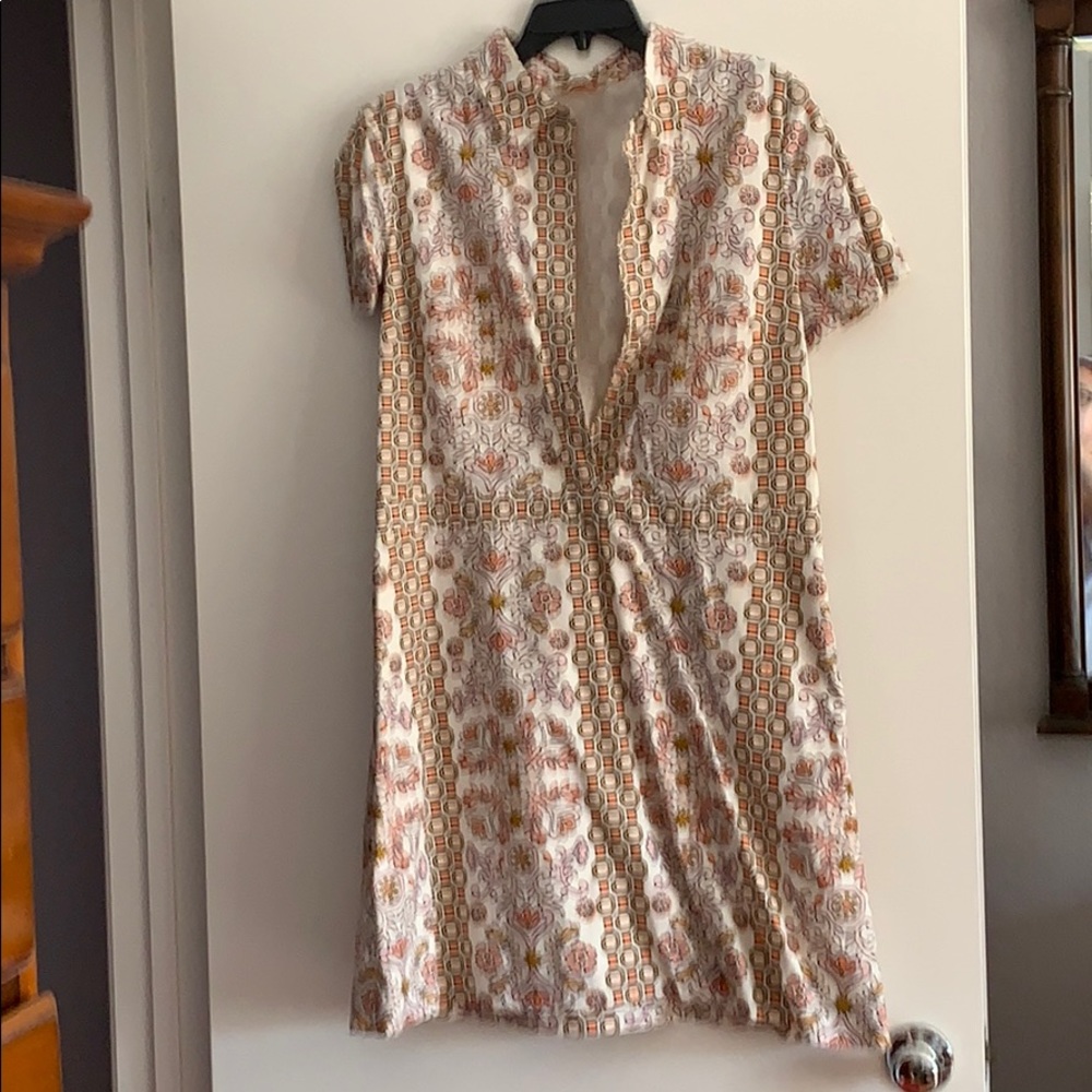 Print fun spring dress- cream, orange